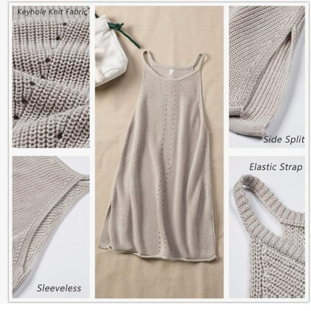 Summer Sweater Halter Neckline - Taupe  - XL - Picture 3 of 4